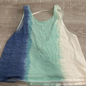 Blue and Green Tie-Dye Women's Tank Top size medium